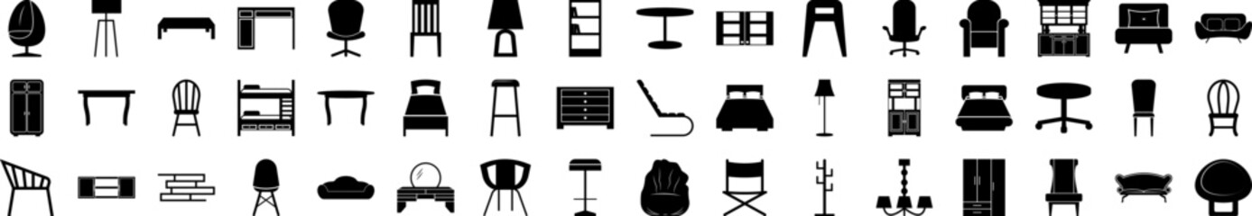 Poster - Furniture icons collection vector illustration design