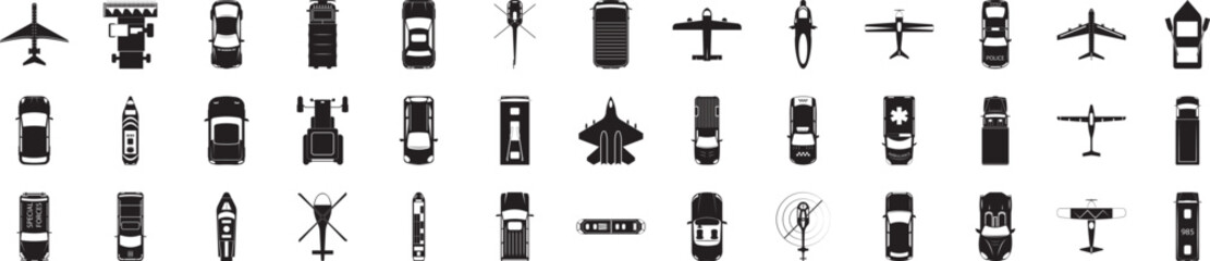 Poster - Transport view from above icons collection vector illustration design