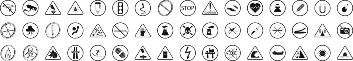 Poster - Warning signs icons collection vector illustration design