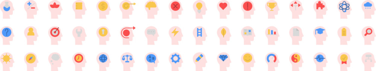Aufkleber - Brain process icons collection vector illustration design