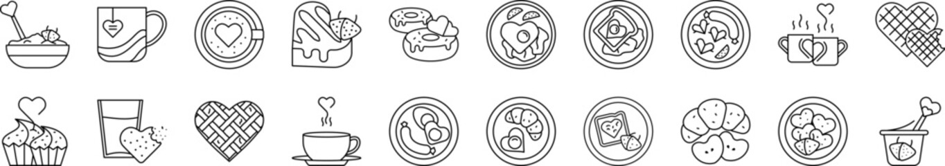 Aufkleber - Breakfast with love icons collection vector illustration design