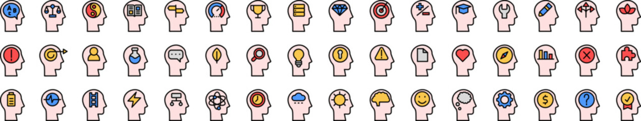 Aufkleber - Brain process icons collection vector illustration design