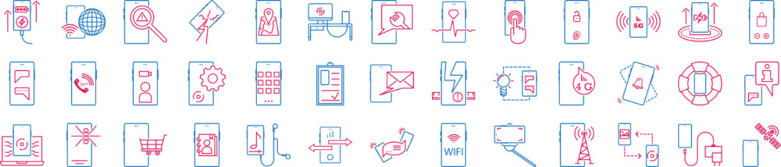 Aufkleber - Mobile smartphone icons collection vector illustration design