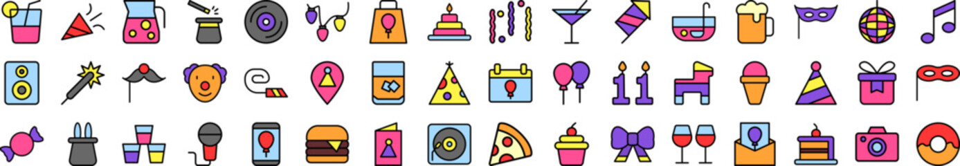 Aufkleber - Party icons collection vector illustration design