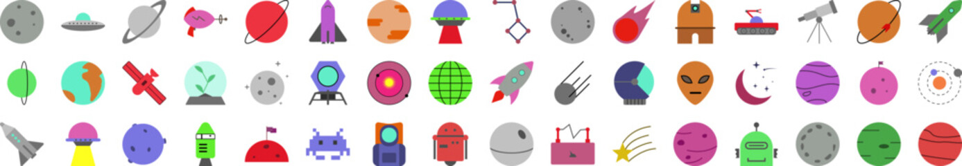 Poster - Colored space icons collection vector illustration design