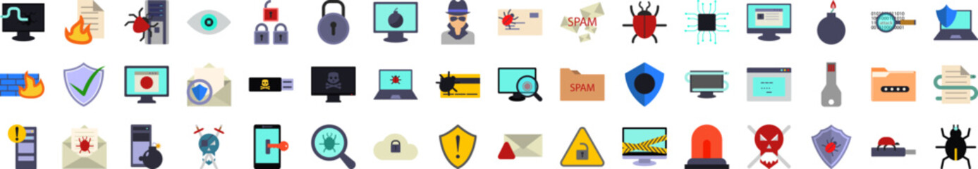 Aufkleber - Virus antivirus icons collection vector illustration design
