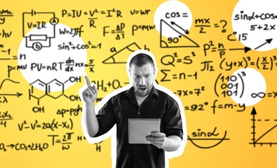 Creative smart person learning math with formulas