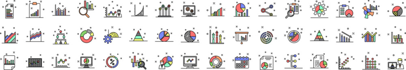 Wall Mural - Business charts icons collection vector illustration design