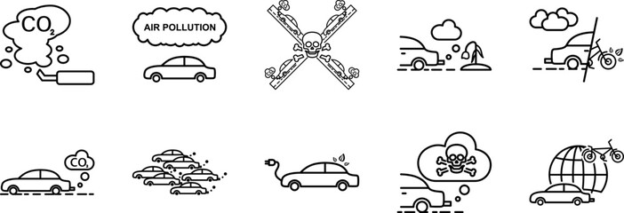 Poster - Hazardous car gases icons collection vector illustration design
