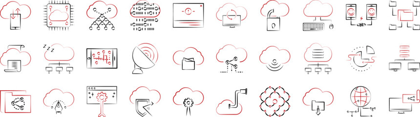 Poster - Cloud technology icons collection vector illustration design