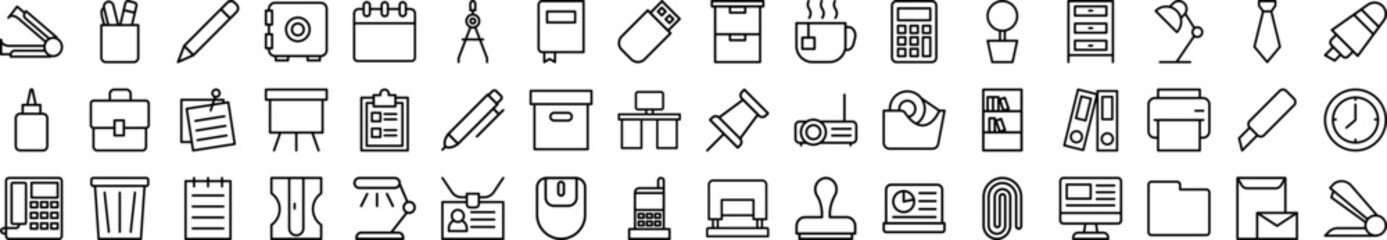 Poster - Office elements icons collection vector illustration design