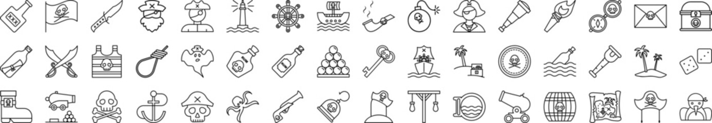 Poster - Pirate icons collection vector illustration design