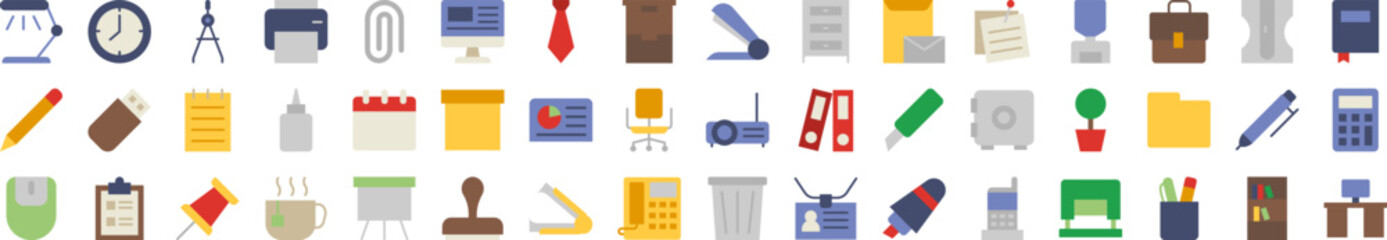 Poster - Office elements icons collection vector illustration design