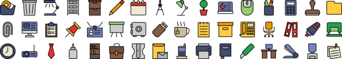 Poster - Office elements icons collection vector illustration design