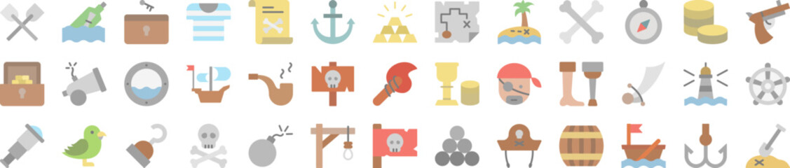 Poster - Pirate icons collection vector illustration design