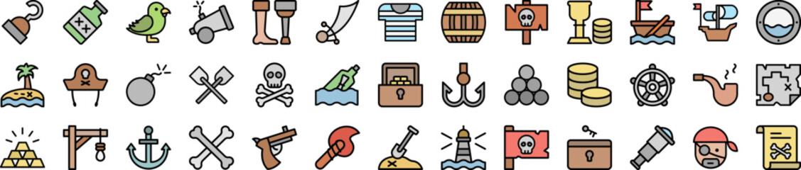 Poster - Pirate icons collection vector illustration design