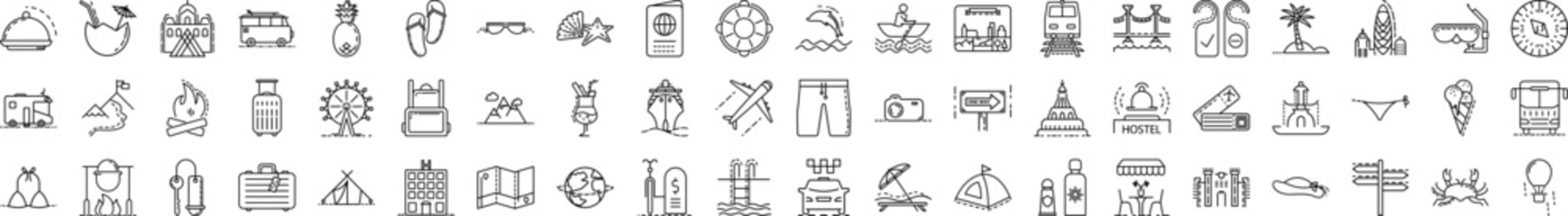 Poster - Summer vacation and travel icons collection vector illustration design