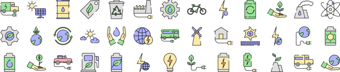 Poster - Sustainable energy icons collection vector illustration design