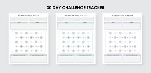 Wall Mural -  30-day challenge tracker planner, monthly habit tracker template