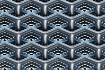 Poster - Abstract background. Steel endless network. Geometric background. Metal tangled texture. Three-dimensional pattern for site. Gray background for advertising. Steel gray texture. 3d rendering.