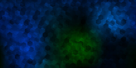 Dark blue, green vector texture with colorful hexagons.