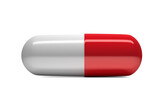 Fototapeta Do przedpokoju - Transparent PNG illustration with one large medical pill with red and white caps