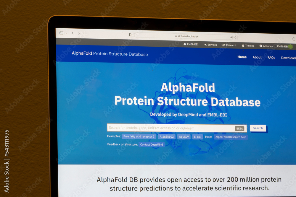 Portland, OR, USA - Nov 2, 2022: Homepage of the AlphaFold Protein ...