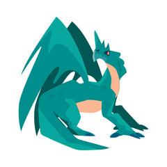 Sticker - flat green dragon