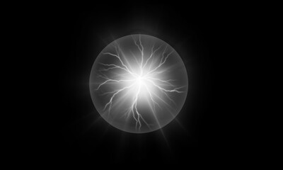 Wall Mural - lightning round frame. plasma magical portal. ball light effect. circle light effect.