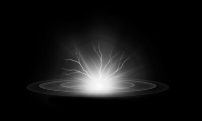 Wall Mural - lightning round frame. plasma magical portal. ball light effect. circle light effect.