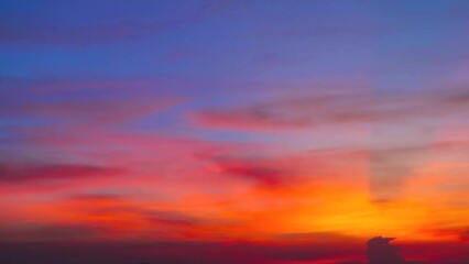 Wall Mural - colorful sunset blue red orange yellow sky with orange cloud