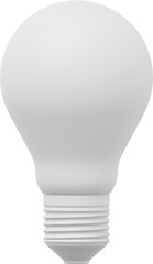 Poster - Simple white light bulb. 3D rendering. PNG Icon on transparent background