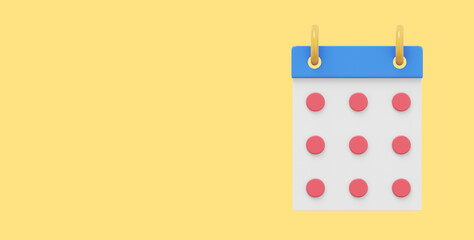 Poster - Simple flip calendar. 3D rendering. Icon on yellow background, space for text.