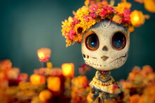 Day Of The Dead, Dia De Los Muertos Character. Digital Art