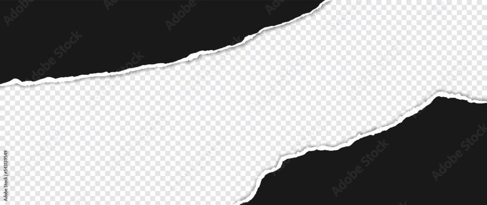 Torn black paper with soft shadow stuck on white grey square ...