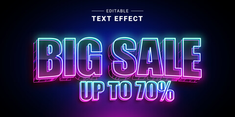 Poster - glowing 3d text effect generator. neon mockup