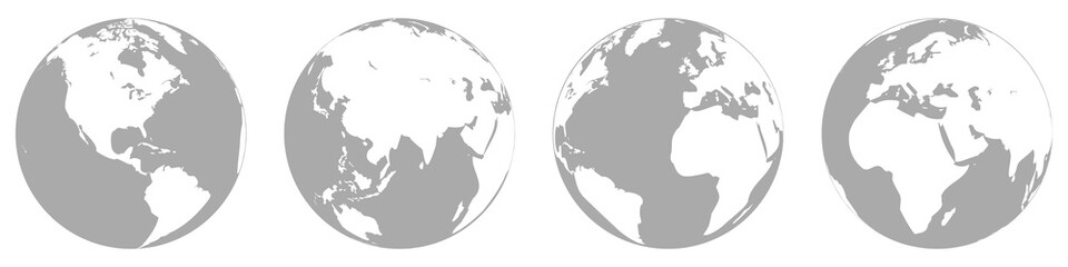 Globe world map transparent. Isolated earth globe.