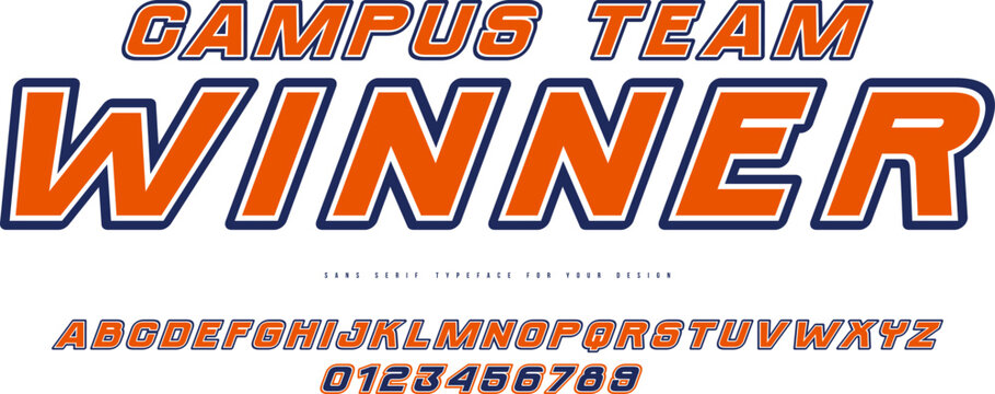 Italic sans serif font in sport style with contour