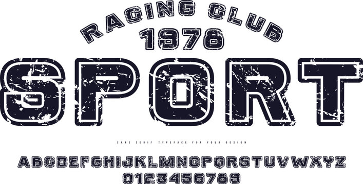 Sans serif font in sport style with contour