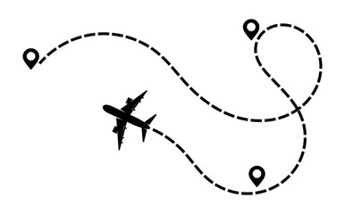 Poster - Air travel icon. Flight itinerary with transfer points