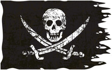 Classic Jolly Roger Pirate Flag Torn Old Distressed