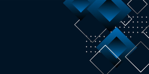 modern abstract dark navy blue background with dots and 3d square shapes.