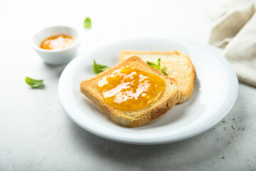 Wall Mural - Toast with homemade orange jam