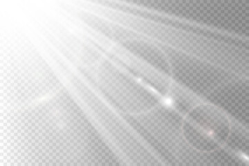 Poster - 	
Special lens flash, light effect. The flash flashes rays and searchlight. illust.White glowing light. Beautiful star Light from the rays. The sun is backlit. Bright beautiful star. Sunlight. Glare.
