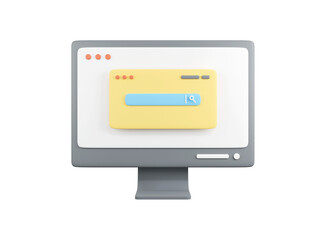 Poster - 3D search bar with popup on desktop computer. 3D rendering.