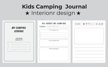 Kids Camping Planner Notebook Page Template Vector Notes, Camping Memories Logbook Planner 