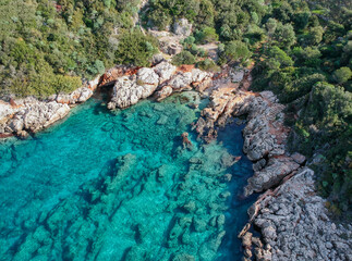 Aerial view on secluded bay near Kas, Turkey.