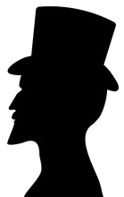 Old Male Profile Silhouette In A Tall Hat