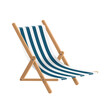blue and white striped beach chair or deck chair