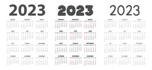 2023 Calendar In Different Fonts Style Vector Illustration. Simple Classic Monthly Calendar For 2023 In Sans, Bold, Cartoon Font. The Week Starts Sunday. Minimalist Calendar Planner Year 2023 Template